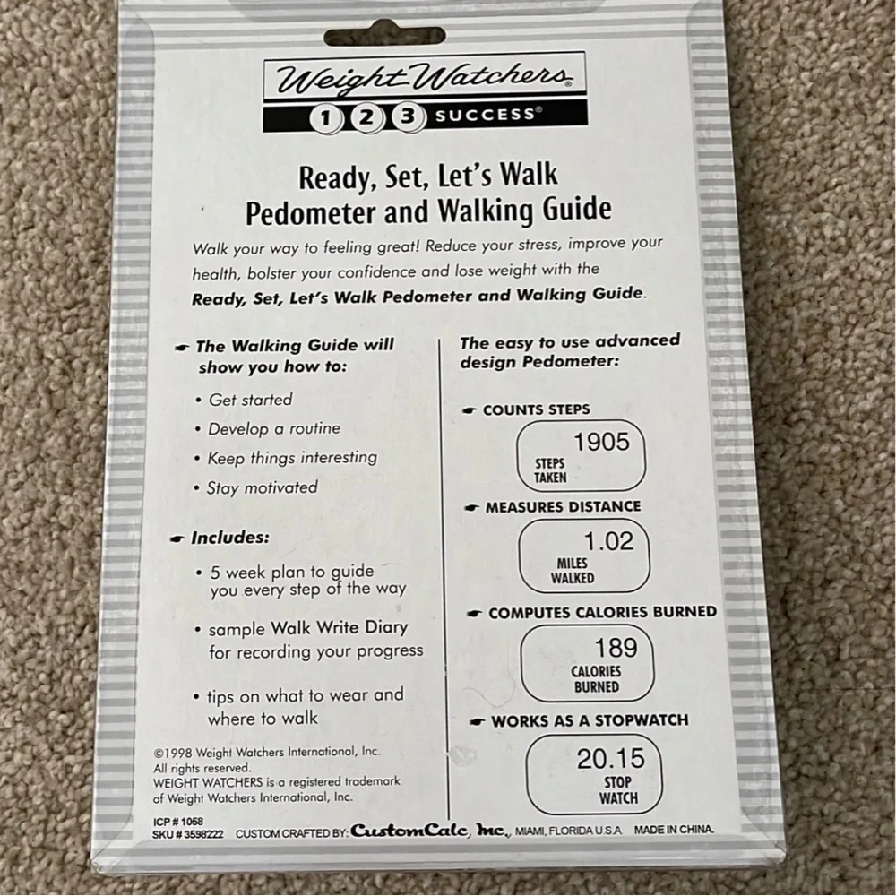 Vintage 1998 Weight Watcher 1 2 3 Success Pedometer and Walking Guide NEW!